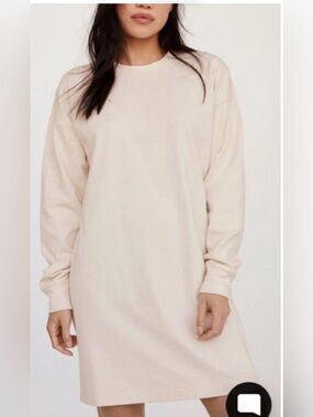 **TNA Fortunate Dress**Women's Cream Long Sleeve Shift Dress
